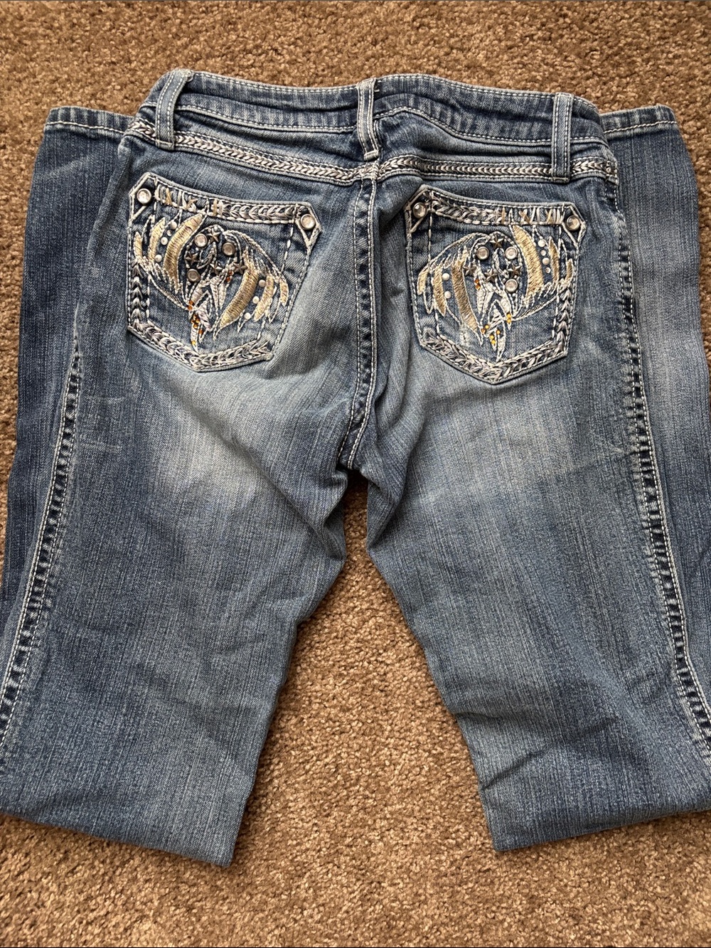Women’s Boot Cut Jeans with Embroidered Back Pocket — Blue - Picture 3 of 6
